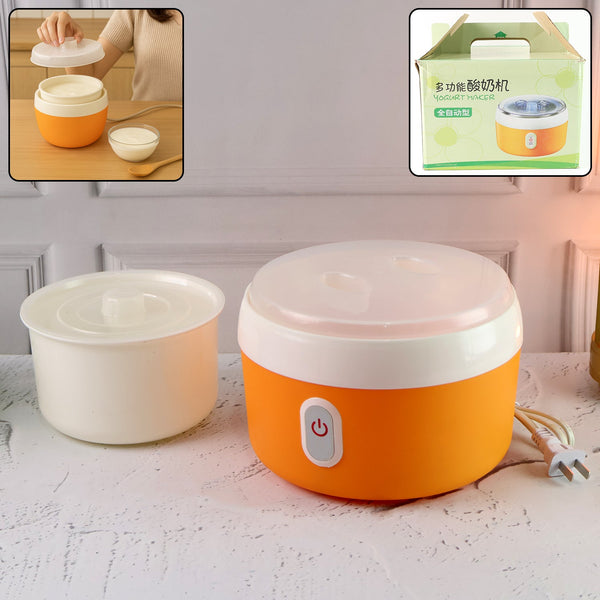 Orange ELECTRONIC YOGURT MAKER, AUTOMATIC YOGURT MAKER MACHINE 1L YOGHURT PLASTIC CONTAINER FOR HOME USE