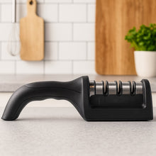 Manual Red & Black Knife Sharpener 3 Stage Sharpening Tool for Ceramic Knife and Steel Knives.