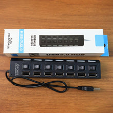 USB Splitter Multi Port USB 2.0 Hub, 7 Port with Independent On/Off Switch and LED Indicators USB A Port Data Hub, Suitable for PC Computer Keyboard Laptop Mobile HDD, Flash Drive  Etc
